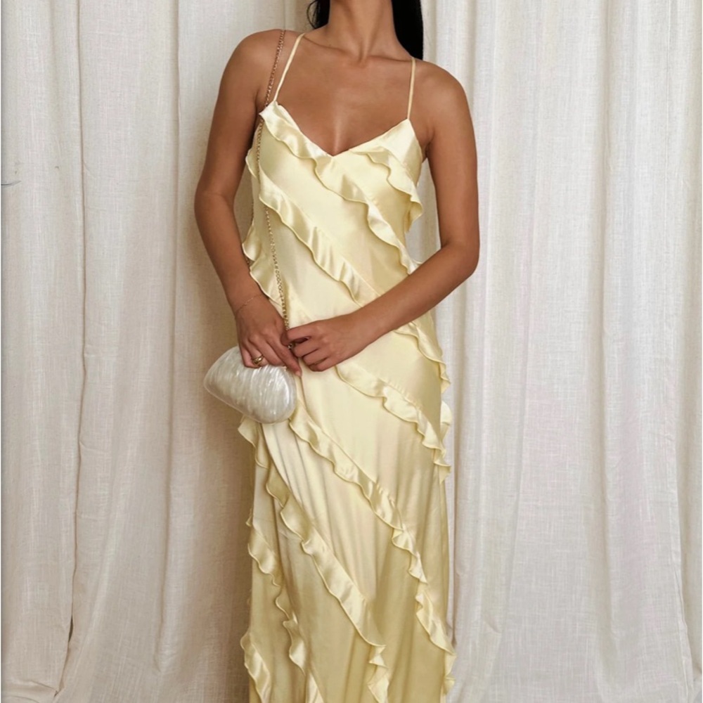 Show Me Your MuMu Yellow Ruched Maxi Dress